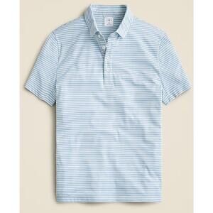 J Crew Polo Blue Striped Shirt Men’s Size Small Performance CoolMax Short Sleeve